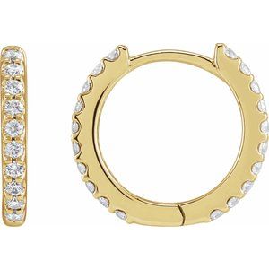 14K Yellow 1/3 CTW Lab-Grown Diamond 12.6 mm Hoop Earrings