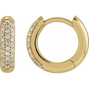 14K Yellow 1/4 CTW Lab-Grown Diamond 12 mm Hinged Hoop Earrings