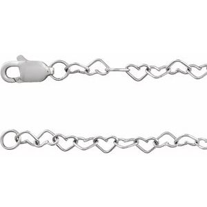 14K White 3.2 mm Heart 16 Chain