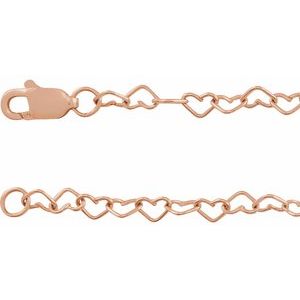 14K Rose 3.2 mm Heart Cable 7 Chain