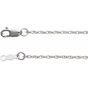 18K White 1.25 mm Rope Adjustable 16-18 Chain