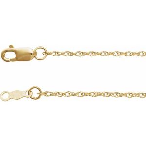 18K Yellow  1.25 mm Rope Adjustable 16-18 Chain