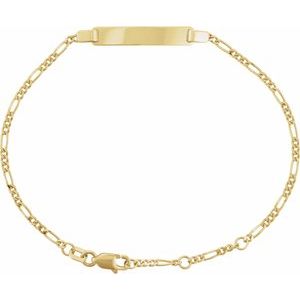 14K Yellow Adjustable Figaro Adjustable Identification 6-7 Bracelet