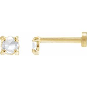14K Yellow .06 CT Rose-Cut Natural Diamond Stud Earrings