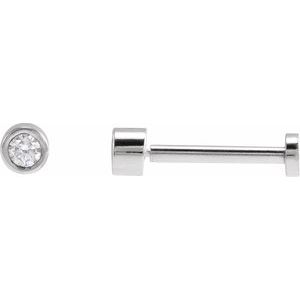 14K White .04 CT Natural Diamond Earring