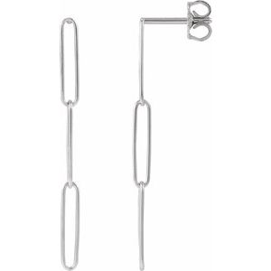 14K White Paperclip-Style Earrings