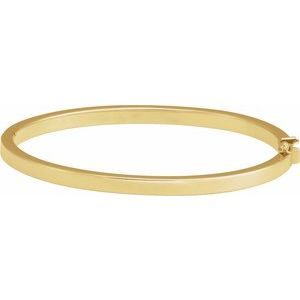 14K Yellow 4 mm Tube Hinged Bangle 7 Bracelet