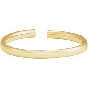 14K Yellow 6 mm Hinged Cuff 7 Bracelet