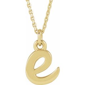 14K Yellow Petite Initial E 16 Necklace