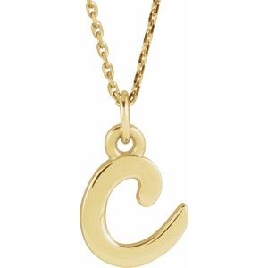 14K Yellow Petite Initial C 16 Necklace