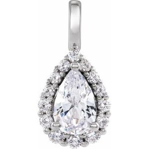 14K White 1 1/2 CTW Lab-Grown Diamond Halo-Style Pendant