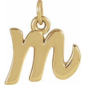14K Yellow Petite Initial M Pendant