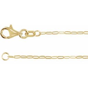 14K Yellow 1.25 mm Paperclip-Style 6 1/2-7 1/2 Chain