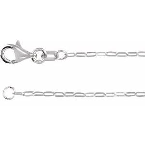 14K White 1.25 mm Paperclip-Style 24 Chain