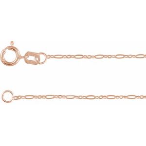 14K Rose 1.25 mm Figaro 18 Chain