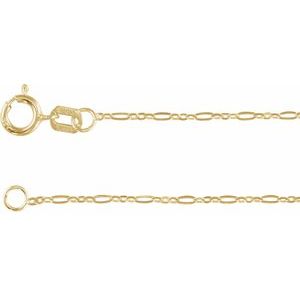 14K Yellow 1.25 mm Figaro 18 Chain