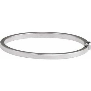 Sterling Silver 4 mm Tube Hinged Bangle 7" Bracelet