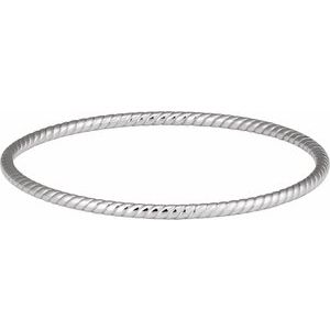 Sterling Silver 3 mm Twisted Bangle 7 1/2 Bracelet