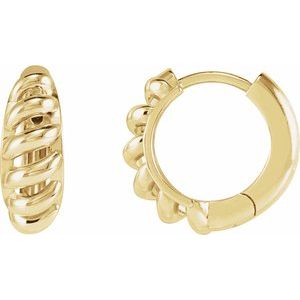 14K Yellow Left Rope Dome 12.9 mm Hoop Earring