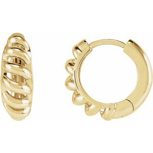 14K Yellow Right Rope Dome 15.3 mm Hoop Earring