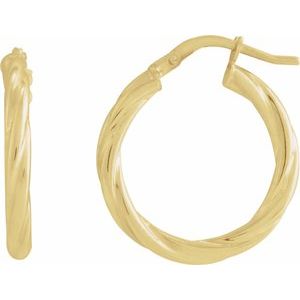 14K Yellow Twisted Tube 20 mm Hoop Earrings