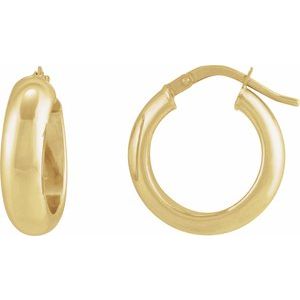 14K Yellow Half-Round Tube 17 mm Hoop Earrings