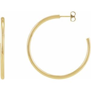 14K Yellow Tube 45 mm Hoop Earrings