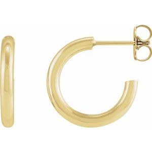 14K Yellow Tube 13 mm Hoop Earrings