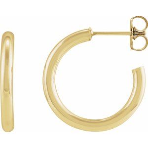 14K Yellow Tube 20 mm Hoop Earrings