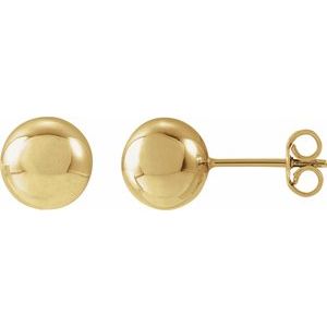 14K Yellow 8 mm Ball Earrings
