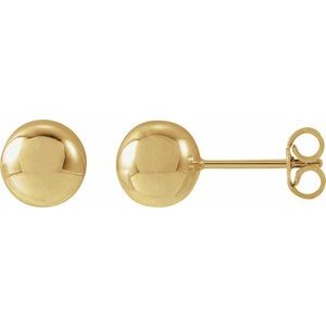14K Yellow 7 mm Ball Earrings