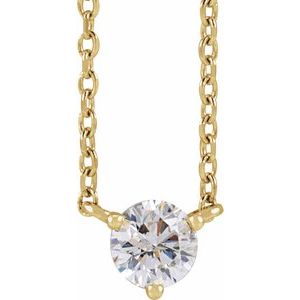 14K Yellow 1/5 CT Natural Diamond 3-Prong 18 Necklace