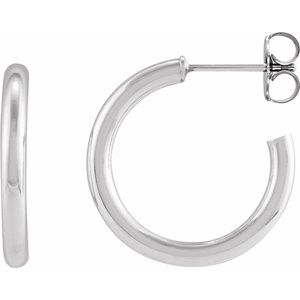14K White Tube 20 mm Hoop Earrings