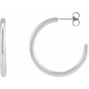 Sterling Silver Tube 30 mm Hoop Earrings
