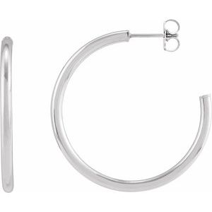Sterling Silver Tube 35 mm Hoop Earrings