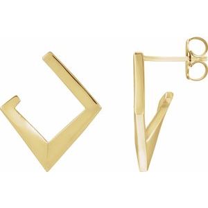 14K Yellow Geometric Front-Back Hoop Earrings
