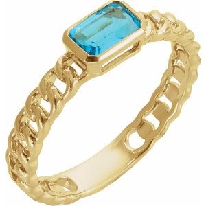 14K Yellow Natural Sky Blue Topaz Ring