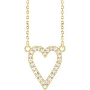 14K Yellow 1/6 CTW Natural Diamond Heart 18" Necklace