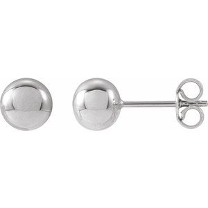 14K White 6 mm Ball Earrings