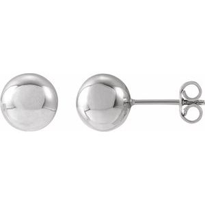 14K White 8 mm Ball Earrings