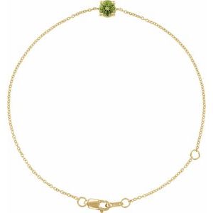 14K Yellow Natural Peridot  6 1/2-7-1/2 Bracelet