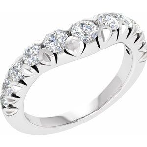 14K White 1 CTW Lab-Grown Diamond Contour Band