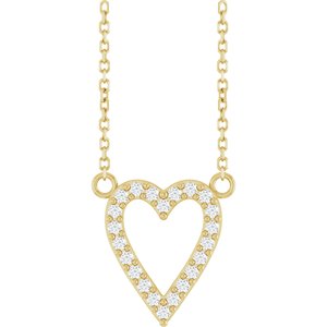 14K Yellow 1/6 CTW Natural Diamond Heart 18" Necklace
