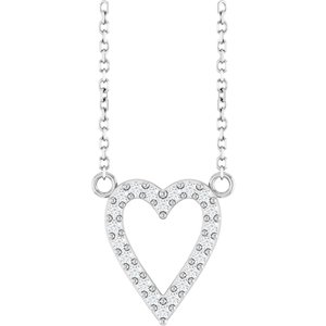 14K White 1/6 CTW Natural Diamond Heart 18 Necklace