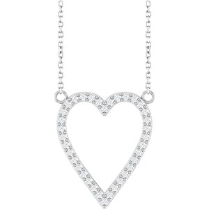 14K White 1/4 CTW Natural Diamond Heart 18" Necklace