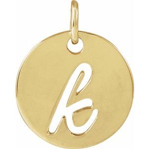 14K Yellow Script Initial K Pendant