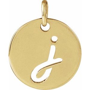 14K Yellow Script Initial J Pendant