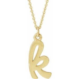 14K Yellow Petite Initial K 16" Necklace