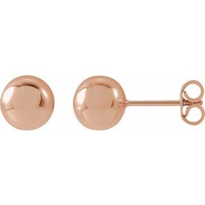 14K Rose 7 mm Ball Earrings