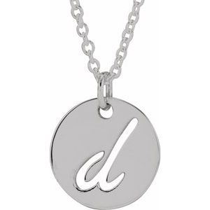 Sterling Silver Script Initial D 16-18 Necklace
